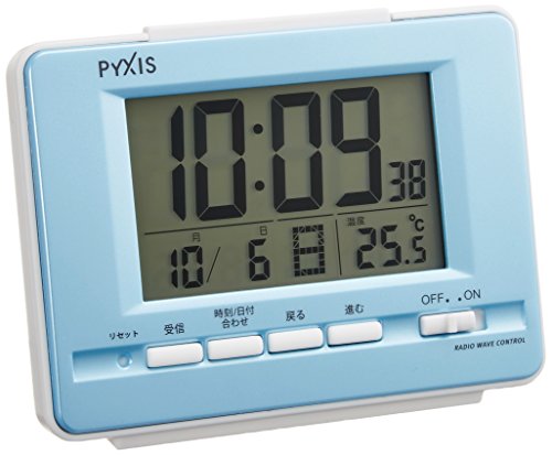 セイコークロック(Seiko Clock) セイコー クロック 目覚まし時計 電波 デジタル カレンダー 温度 表示 PYXIS ピクシス 薄青