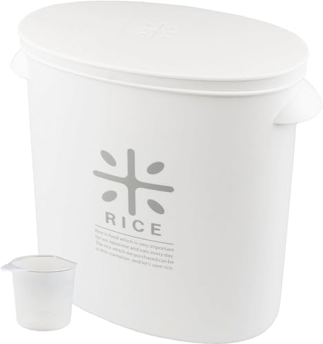 パール金属 日本製 米びつ 5kg ホワイト 計量カップ付 お米 袋のまま ストック RICE HB-3433
