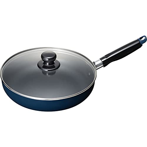 Double Sided Fry Pans - 和平フレイズ お手入れ簡単 フライパン24cm ブルー ふっ素樹脂加工 IH・ガス対応 ガラス蓋付 スティージー2 MB-2375