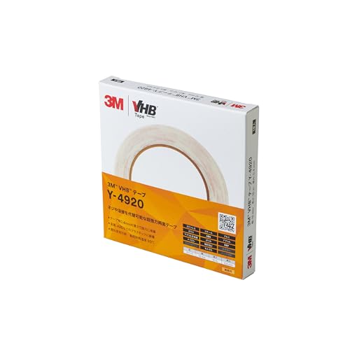 胶带 - 3M VHB テープ 薄手 Y-4920 ホワイト 幅12 mm x 長さ10 m 厚み0.4 mm 個装