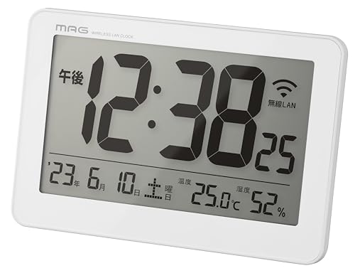 MAG(マグ) 掛け時計 壁掛け時計 置き時計 置き掛け兼用 スタンド 無線LAN NTP USB Type-C 給電 温度計 湿度計 カレンダ