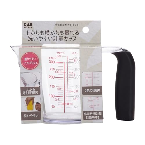 乐天商城 - 貝印 KAI 上から 量れる 開口部が広くて 洗いやすい 計量カップ 300ml 食洗器 対応 KAI KITCHIN 日本製 DH8127