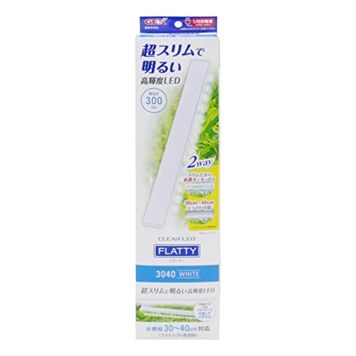 Rakuten - ジェックス GEX クリアLED フラッティ 3040 WH スリム高輝度LED 30~40cm水槽 厚さ9mm 奥行27mm ホワイト 6.5