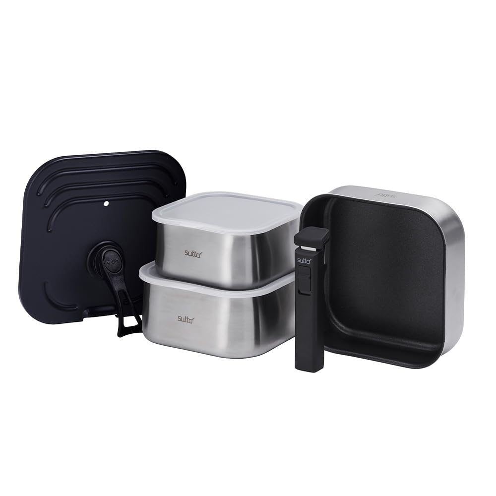 四角いフライパン sutto（スット） フライパンセット 7点 IH対応 ガス火対応 着脱式 選べるsutto ステンレスシリーズ シルバー ド