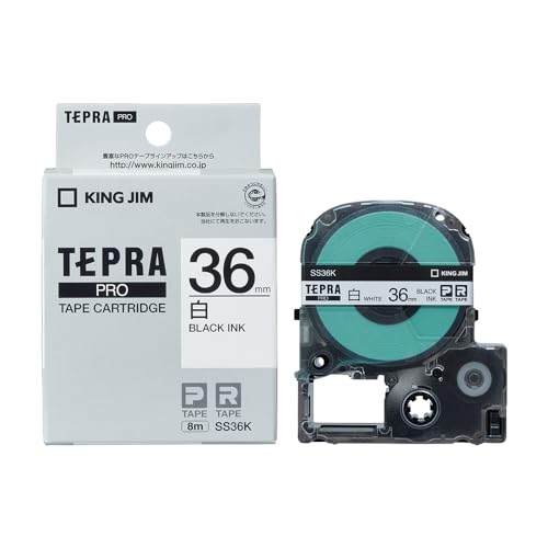 Rakuten - キングジム 【純正】 テプラPROテープカートリッジ 36mm 白ラベル/黒文字 長さ8m SS36K