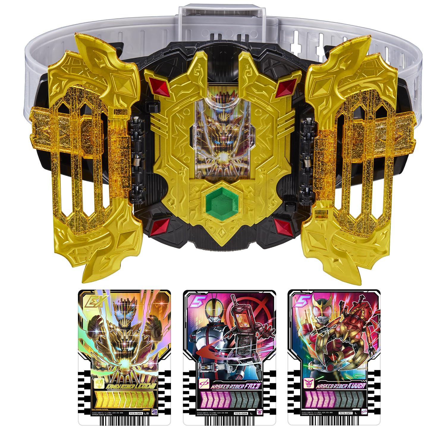 DXレジェンドライバー-/-/KamenRiderGotchard-TOY_FIGURE・『仮面ライダーガッチャードvs仮面ライダーレジェンド』より、レジェンドライダーカードで遊べる！「変身ベルト DXレジェンドライバー」が登場！・仮面ライダーレジェンドのライドケミートレカをセットしてベルトを回転させると、ベルトが展開してLEDが発光&変身音が発動！・「仮面ライダーレジェンド」への変身なりきり遊びが楽しめます。・レジェンドライダーのライドケミートレカをセットすることでフォームチェンジ遊びが可能です。・さらに、劇中BGMを搭載！なりきり遊びがより楽しめます。[セット内容] ・レジェンドライバー本体・・・1 ・ベルト帯一式・・・1 ・ライドケミートレカ・・・3種各1枚 [使用電池] 単4乾電池 × 3本（別売り） （本商品に付属のセット内容以外、すべて別売りです。）