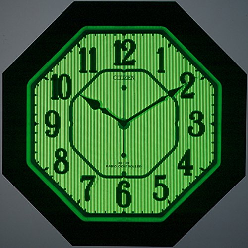 リズム(RHYTHM) シチズン 掛け時計 電波時計 アナログ 高輝度 全面 蓄光 八角 木 茶 CITIZEN ネムリーナルック 4MY645