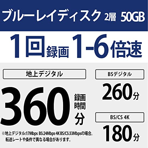 ソニー ブルーレイディスク BD-R DL 50GB (1枚あたり地デジ約6時間) 1回録画用 5枚入り 6倍速ダビング対応 ケース付属 5BN