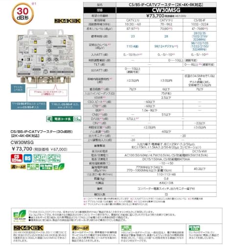 DX����ƥ� 2K��4K��8K�б� CS/BS-IF��CATV�֡������� 30dB�� CW30MSG (CW30MS �����)