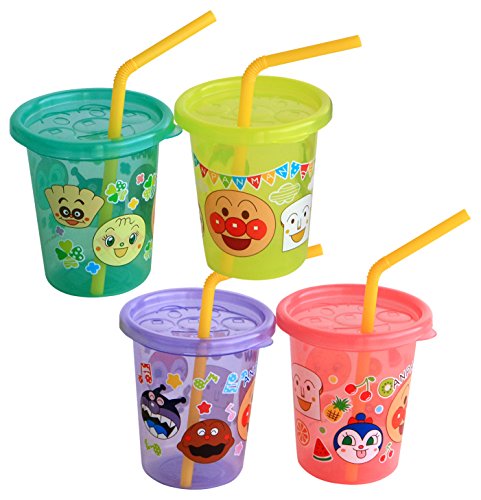 レック(LEC) ポリプロピレン アンパンマン フタ付き ストローカップ S (180ml) 4個入