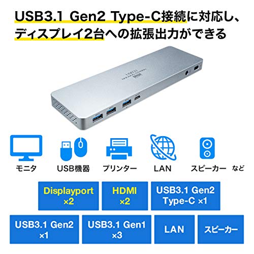 ����掠�ץ饤 USB Type-C���ѥɥå��󥰥��ơ������(HDMI/DisplayPort�б���PD�б�) USB-CVDK6