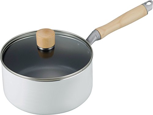 和平フレイズ(Wahei freiz) 片手鍋 18cm ガラス蓋付 ホワイト 木柄 IH・ガス対応 ノルディーズ NR-7974