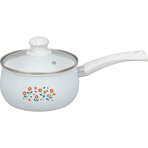 和平フレイズ 片手鍋 18cm IH・ガス セラミック加工 ホーロー加工 ホワイト 白 昭和レトロ レトル RB-2863