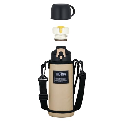 サーモス 水筒 真空断熱2ウェイボトル 0.8L/0.83L ベージュブラック 直飲み コップ付き 子供用 通園通学 FJJ-802WF BEB