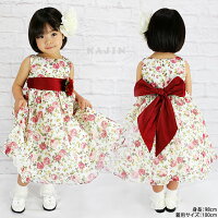シフォンフラワープリントノースリーブドレス花柄90100110120130結婚式発表会ワンピ