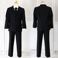 卒業式入学式【KAJIN限定】ジュニアベスト付きフォーマルスーツ5点セット「黒」【入学式卒業式七五三結婚式発表会】