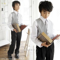 子供スーツ男の子/男児スーツ/フォーマルスーツ男の子/男の子スーツ/入学式スーツ男の子/卒業式スーツ男の子/結婚式/七五三/発表会/120130140150160cmストライプ柄シルバー色ベストスーツセット