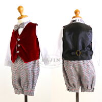 子どもスーツキッズ男の子セット/男の子スーツ/ニッカポッカ子供/キッズ子供服フォーマル入学式発表会結婚式七五三758090100110120130cm千鳥格子のニッカボッカ4点セット「バーガンディ