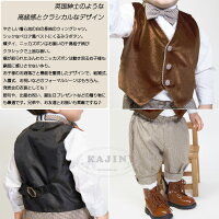 子どもスーツキッズ男の子セット/男の子スーツ/ニッカポッカ子供/キッズ子供服フォーマル入学式発表会結婚式七五三758090100110120130cm千鳥格子のニッカボッカ4点セット「ブラウン」_RC2014