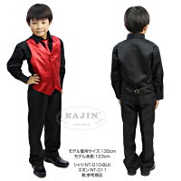 男の子フォーマル他★グループ向けステージ衣装に♪キラキラサテンベストとネクタイの2点セットト「レッド」セール
