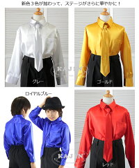男の子シャツ/男児フォーマルシャツ/シャツ長袖/ネクタイシャツ/キッズジュニア/発表会/衣裳/サテンシャツ/100110120130140150160cm【KAJIN限定】ネクタイ付き子供用サテンドレスシャツ
