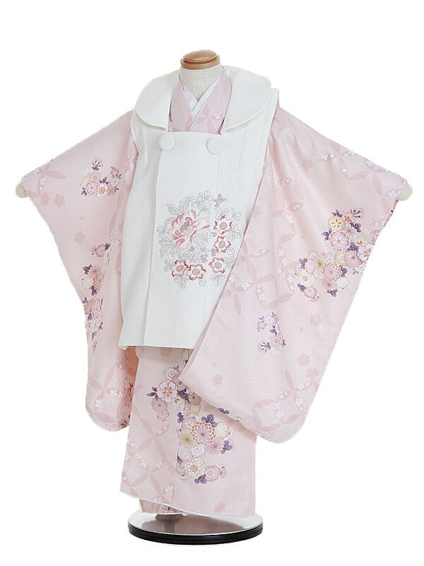 【レンタル】七五三レンタル 女の子 3歳着物フルセット 被布 菊に七宝 京わらべ 薫風 A024(KANADE319) 被布セット 子供着物 貸衣装 着物レンタ...