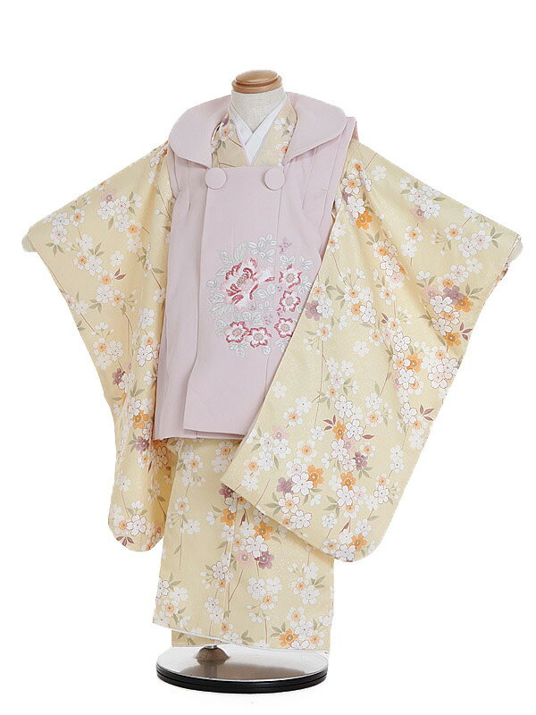 【レンタル】七五三レンタル 女の子 3歳着物フルセット 被布 しだれ桜 京みやび 恵風 A026(KANADE321) 被布セット 子供着物 貸衣装 着物レンタ...