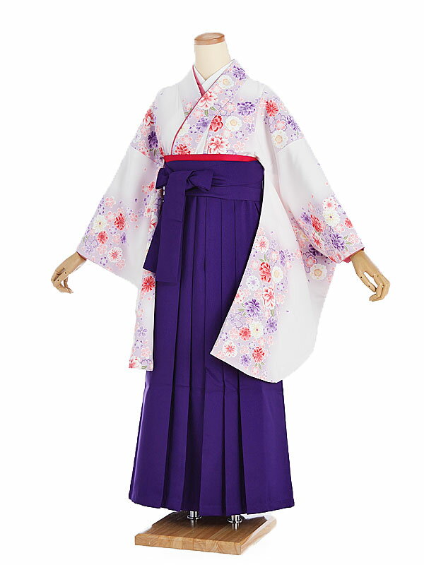【レンタル】袴レンタル 袴 セット 卒業式 女性 パープルコスモス柄×紫袴 153~158cm 卒業袴 謝恩会 女性用袴 大人用 着物レンタル 大学 専門学校 女性和装 貸衣装