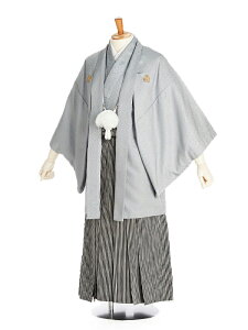 【レンタル】男性袴レンタル 紋付き袴 グレー 紋○に鷹羽×白黒縦縞 155-160cm 成人式 メンズ 袴 卒業袴 男性用袴 大人用 着物レンタル 男性和装 貸衣装 0001格安セール