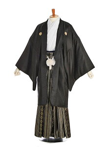 【レンタル】男性袴レンタル 紋付き袴 黒(菱模様) ○に鷹羽紋×幾何学模様 180-185cm 成人式 メンズ 袴 卒業袴 男性用袴 大人用 着物レンタル 男性和装 貸衣装 0013通販セール