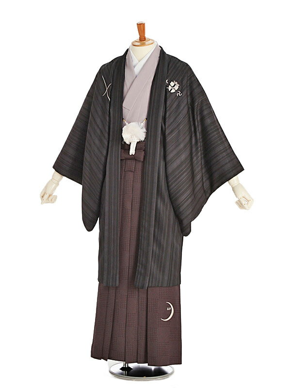 【レンタル】男性袴レンタル 紋付き袴 JAPANSTYLE ロング羽織チェーン付き 175~180cm 成人式 メンズ 袴 卒業袴 男性用袴 大人用 着物レンタル 男性和装 貸衣装 J003