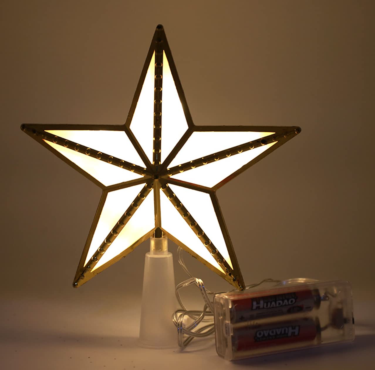 クリスマスツリー トップスター LEDライト付き 星 15cm オーナメント 飾り ウォームホワイト 電池式 USB給電 2way電源 クリスマス飾り デコレーション イルミネーション おしゃれ インテリア パ