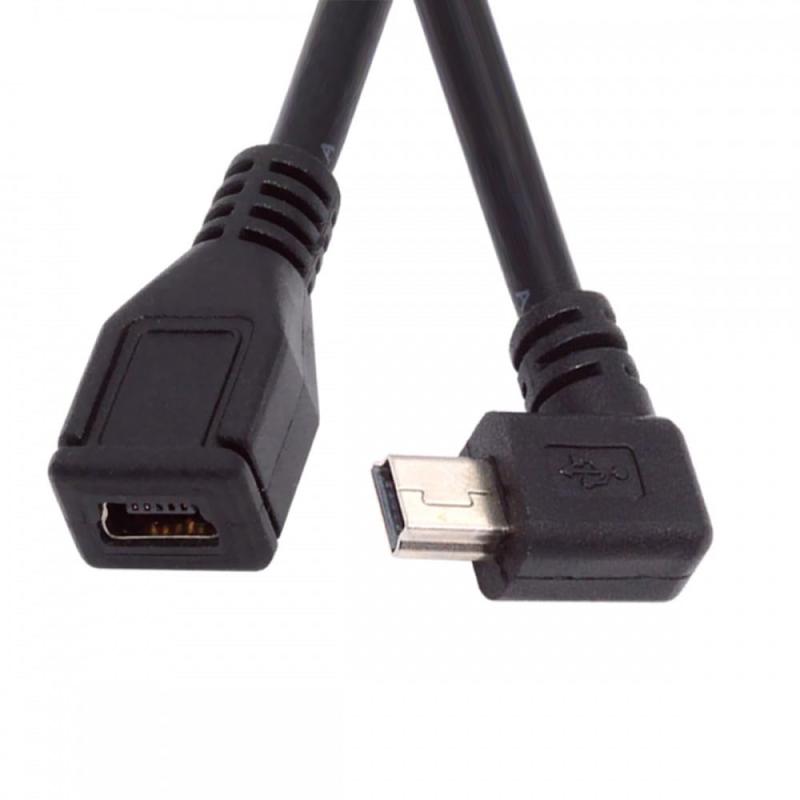 CYケーブルMini-USB 5 Pinオス〜Mini-USB 5 inメス90度角延長ケーブル