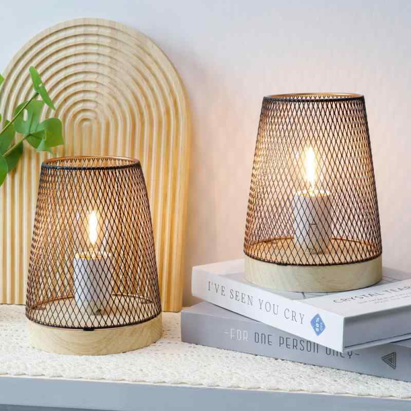 JHY DESIGN 電池式テーブルランプ コードレスランプ ガラス LEDランタン おしゃれな間接照明 電池式クリスマス 誕生日 移転 プレゼント LEDエジソン電球ランプ リビングルーム 寝室 オフィス キ