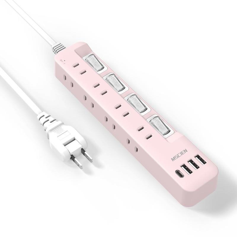 エムサインMscien 延長コード 電源タップ usb コンセントタップ おしゃれ ピンク 可愛い