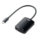 サンワダイレクト Type-C HDMI 変換アダプタ HDR対応 PD100W iPad Pro/Air・ Switch 有機ELモデル対応 ケーブル長20cm ブラック 500-KC0|詳細画像