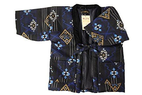 [とせん] 新柄 男児 はんてん 110130150サイズ 子供用 半天 半纏 節電 ウォームビズ 保温 エコ 暖房費節約 どてら ちゃんちゃんこ 湯冷め防止 ひえ防止 (120, 4.黒(ダイヤ柄))