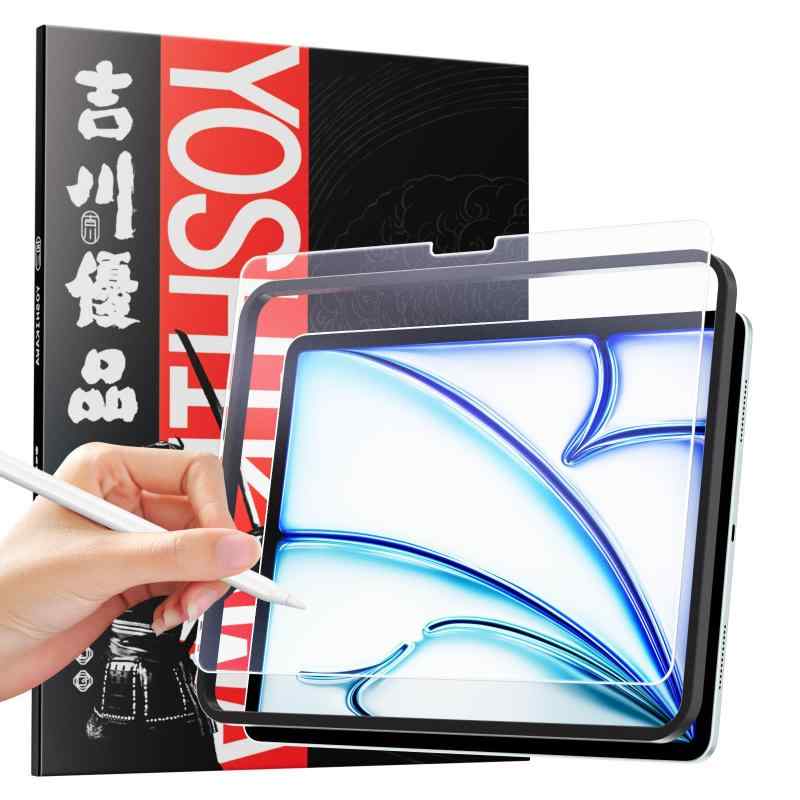 iPad air 11 M2 2024モデル用 アンチグレアガラスフィルム ゲーム向け ペン先摩耗防止 書き心地良好 強化ガラス 液晶保護フィルム 吉川優品
