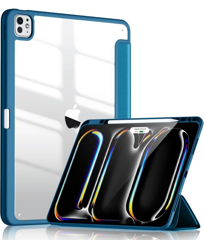 Maledan 対応iPad pro 13インチ ケース 2024新型 透明アクリル背面 - 対応iPad pro 13インチ ケース 2024新型 透明アクリル背面 Apple Pro/Pencilの磁気充電と収納対応 軽量防摔フルカバー スタンド機能