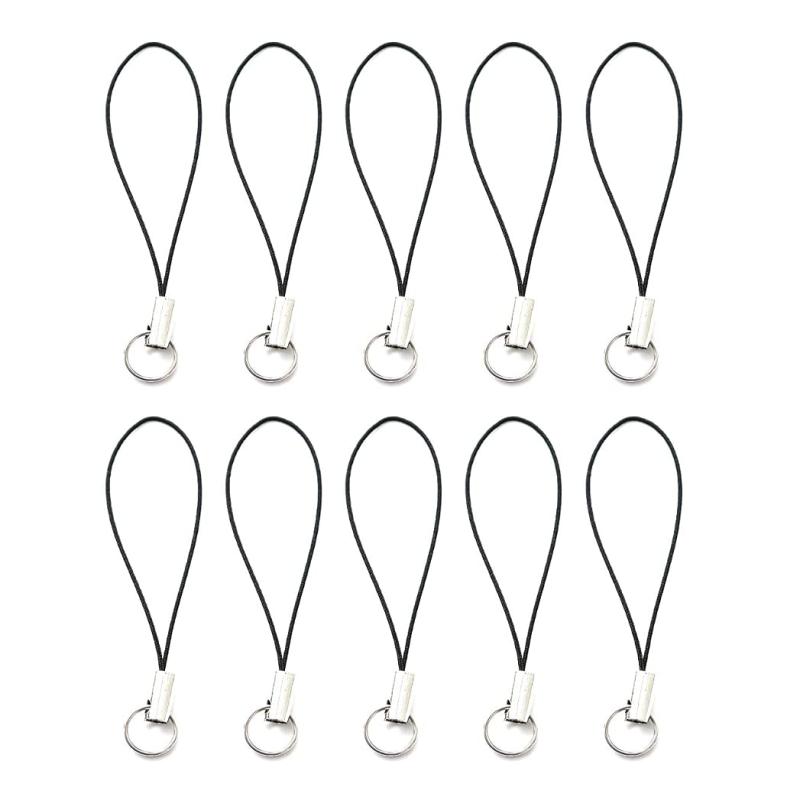 [HappyHome] スマホ 携帯ストラップ ストラップ紐 パーツ リングストラップ スマホデコレーション 黒 10本入【入数】10本入り【サイズ】全長：約60mm、紐の長さ：約50mm、リング径：約8mmスマートフォン , 携帯電話 の...