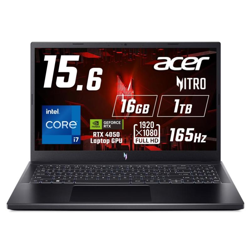 Acer ゲーミングノートパソコン Nitro V 15 GeForce RTX 4050 Laptop GPU 15.6インチ Core i7 16GBメモリー 1TB SSD フルHD 165Hz IPS 3ms sRGB 100% HDMI 2.1