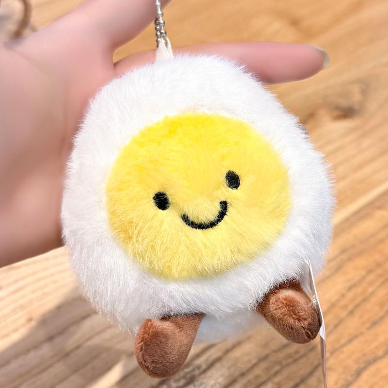 バッグチャーム レディース ぬいぐるみ キーホルダー たまご 笑顔 かわいい ゆで卵 キャラクター 人形 マスコット ギフト プレゼント 贈り物 誕生日 インテリア 癒し ふわふわ 手のひらサイズ シンプル ベーシック 定番