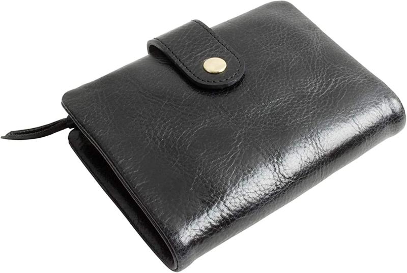 [RafiCaro] 二つ折り財布 ふわっと柔らか 本革 イタリアンレザー 小さい財布 ミニ財布 レディース カード入れ 小銭入れ ボタン留め