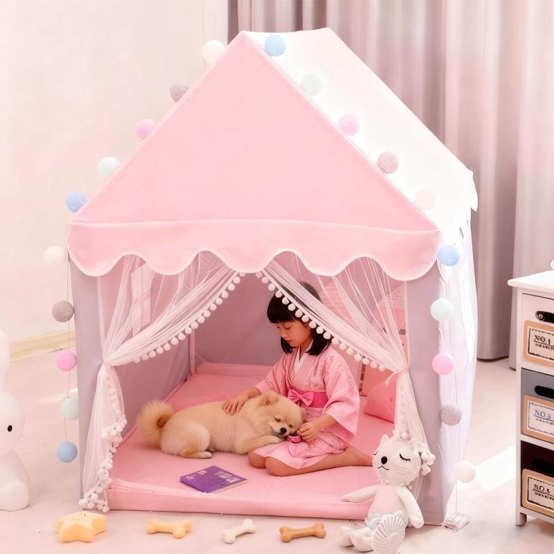 xinxin-homeキッズテント お城 テント 子供用テント 簡易テント おもちゃ プリンセスの城型 組み立て簡単 ハウス 室内 折り畳み式 LEDライト お誕生日 室内遊具 クリスマス 入園祝い おもちゃハ