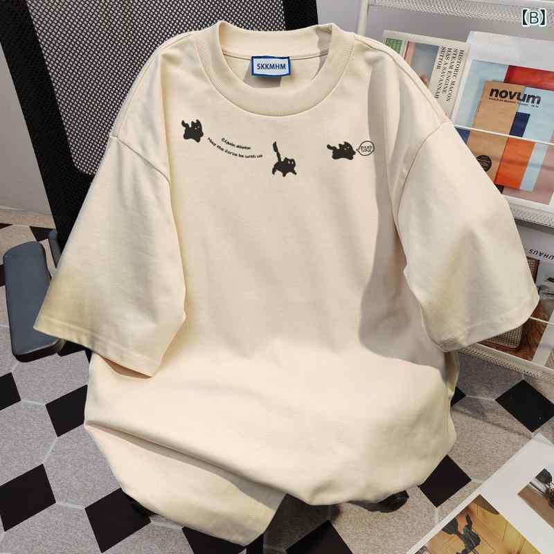 半袖カットソー メンズ クルーネック オーバーサイズ ドロップショルダー カジュア...