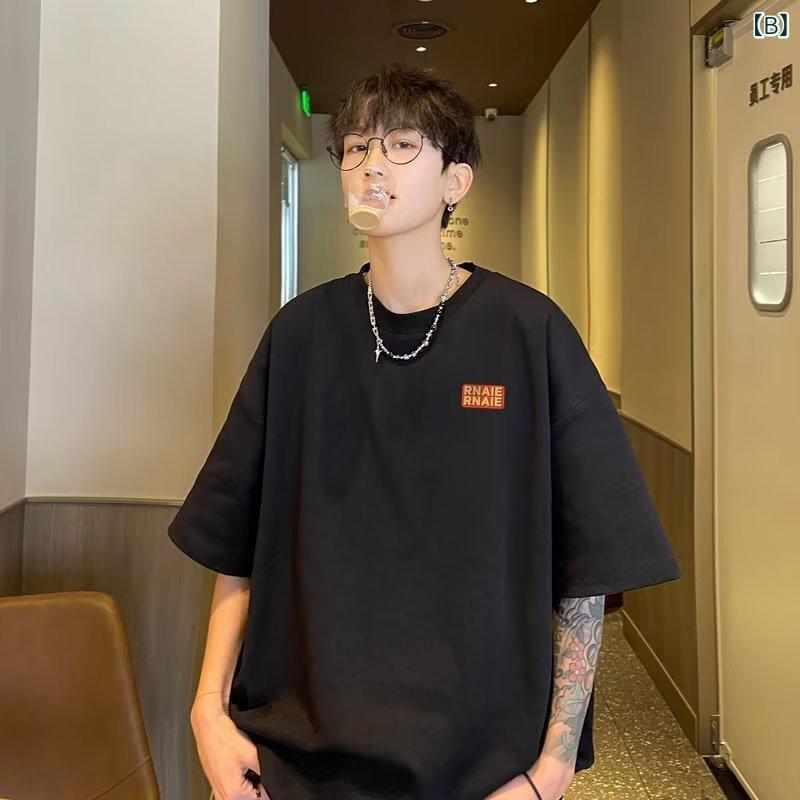 半袖ティーシャツ メンズ クルーネック オーバーサイズ ビッグシルエット カジュア...
