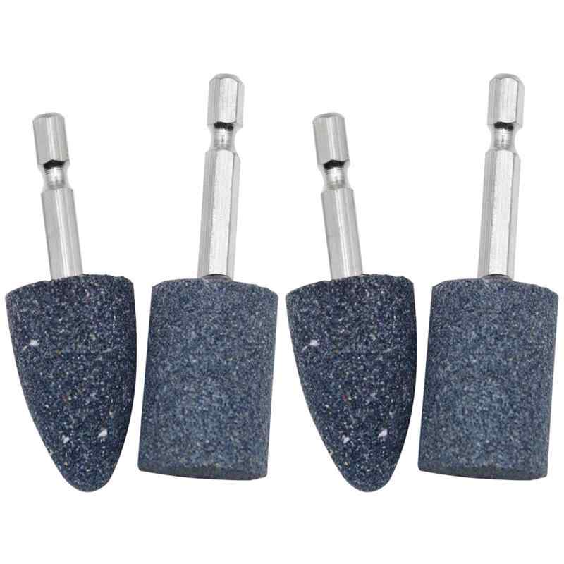 Ifukens 軸付き砥石 六角軸6.3mm インパクト ヤスリ4本組研磨用砥石 円柱型と砲弾型石材・金属・木工用..