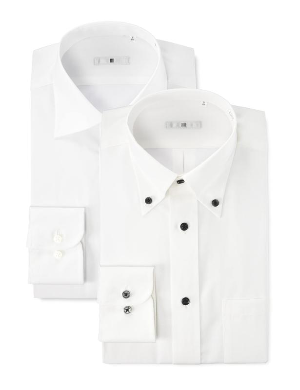 スーツセレクト ワイシャツ2枚セット長袖/選べる衿型バリエーション/形態安定加工/オールシーズン/レギュラーシルエットメンズ