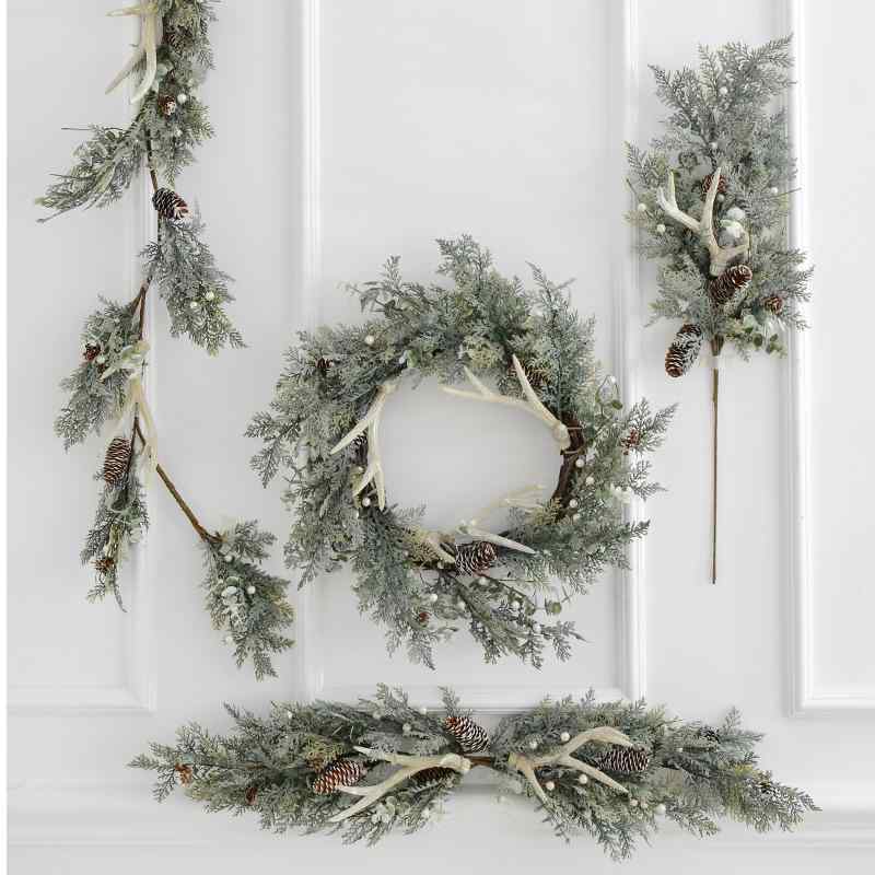 クリスマスリース 生活雑貨 北欧 玄関 壁掛け 飾り トナカイ モチーフ ナチュラル インテリア ディスプレイ おしゃれ かわいい シンプル ベーシック デコレーション パーティー 装飾 雑貨