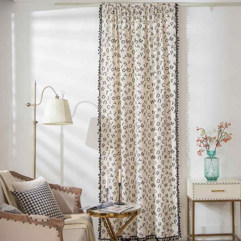 カフェカーテン 生活雑貨 目隠し 小窓用 英字 プリント ナチュラル シンプル インテリア キッチン収納 扉隠し カジュアル 模様替え おしゃれ 定番 スタンダード リラックス モダン
